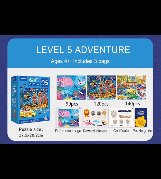 Advanced puzzle nivel 5 Tour de Aventuras, 3 puzzles - Midder