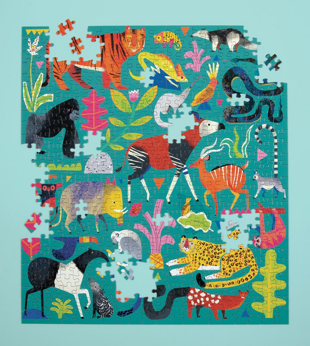 Puzzle 500pcs, animales en la selva - Mudpuppy