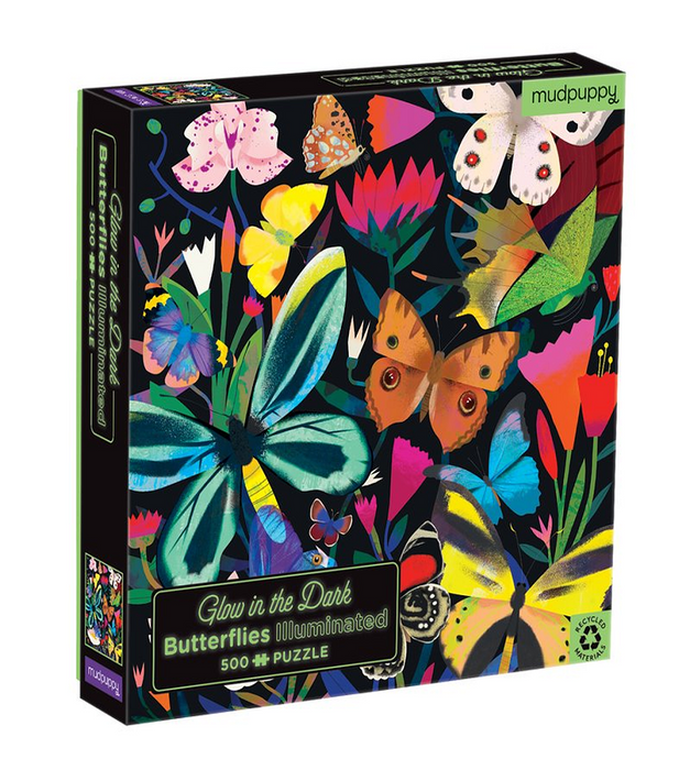 Puzzle 500pcs que brilla en la oscuridad, mariposas - Mudpuppy