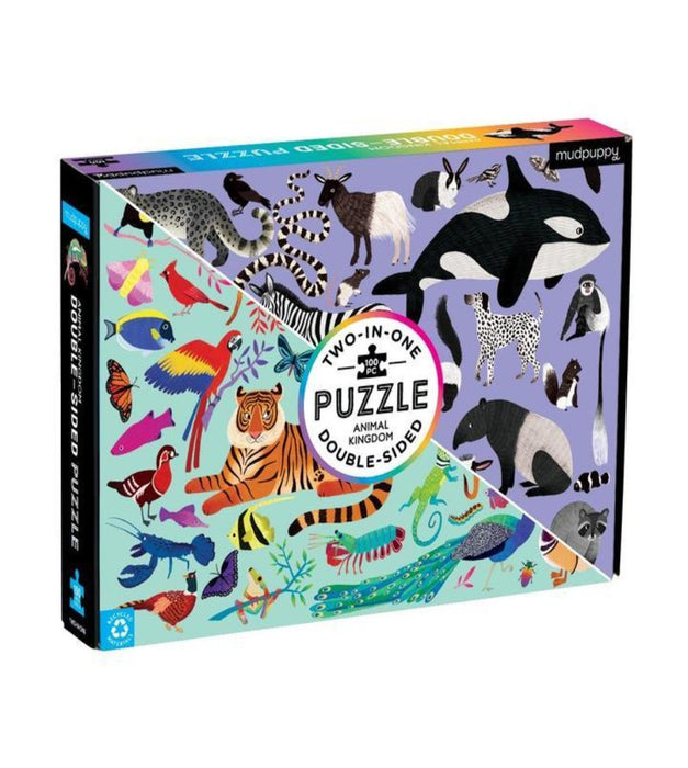 Puzzle 100pcs doble, mundo animal - Mudpuppy