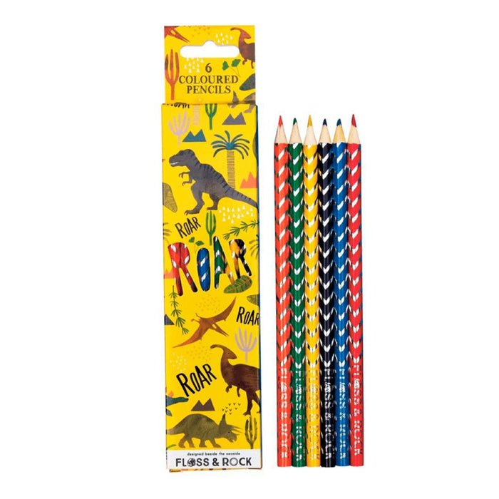 Pack de 6 lápices de colores Dinosaurios - Floss & Rock