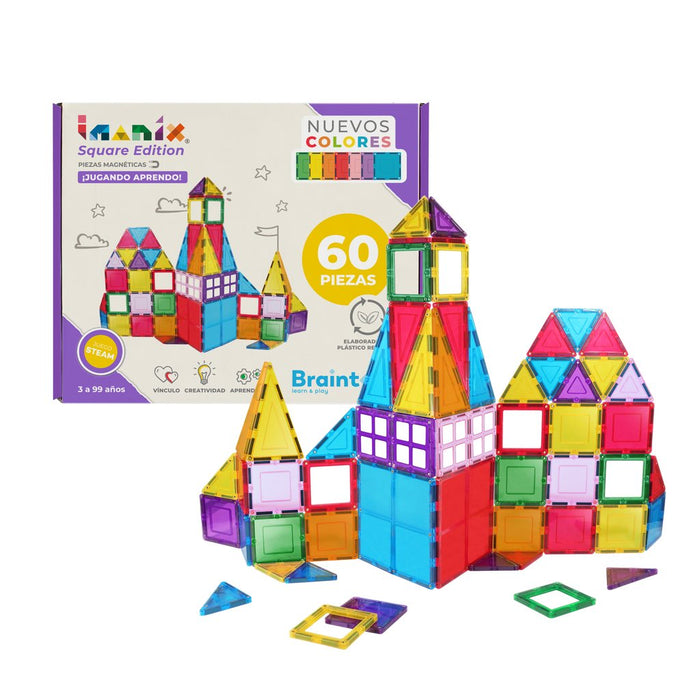 Imanix Square Edition, 60 piezas - Brain Toys