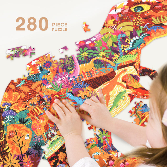 Puzzle 280pcs con forma, dinosaurios - Mideer